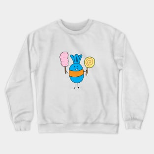 cute candy holding lollipop and cutton candy Crewneck Sweatshirt